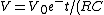 V=V_0 e^-{t/(RC)}